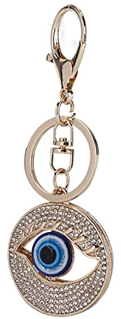 Hztyyier Hamsa Main Mauvais œil Amulette Strass Porte-clés Bleu Turc Mauvais œil Pendentif pour Bonne Chance Bijoux Sac DécorationPorte-clés Mauvais œil Crafts