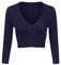 Totatuit Women's Cropped Cardigan V Neck Button Down Knitted Shrug Long Sleeve Open Front Jumper Navy Cardigans,M