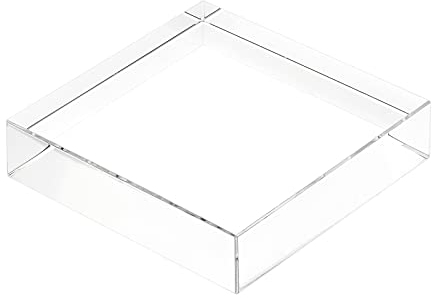 FINGERINSPIRE Quadratischer Ausstellungsblock aus transparentem poliertem K9-Glas 10,2x10,2x2,5cm quadratisch transparente Ausstellungsböden für Fotografie-Requisiten Zuhause Sammlerstücke