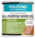 Polyvine All Purpose Wood Oil - Clear Wood Sealer Woodwork Oil - Interior Exterior Timber Sealer – Non Toxic, Waterproof, High UV Protection & Non Blistering for Furniture, Hardwood, Softwood