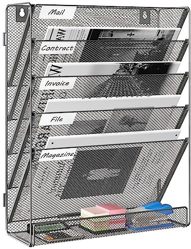 EasyPAG 6 Fächer Zusammensetzen Metall A4 Zeitschriftenhalter Wand Zeitschriften Wandhalter Aktenablage Dokumentenhalter Hängend Magazin Organizer Flyerständer Prospektspender,Silber