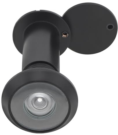 HOJLKLD Door Viewer, Solid Brass 200 Degree Peephole for 35-55mm(1-3/8 to 2-1/6) Doors, 16mm Pipe Diameter Door Peephole with Privacy Cover (Black, 16mm)