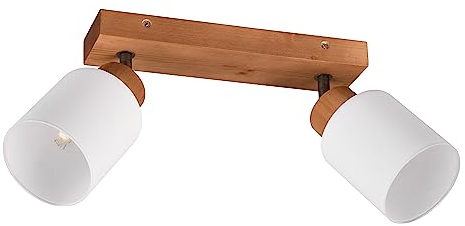 Reality, Foco, Assam 2xE14, max.25,0 W Cristal, Blanco, Cuerpo: Madera natural, natural A:30,0cm, L:10,0cm, A:21,0cm Montaje en techo y pared,IP20,Sin bombilla