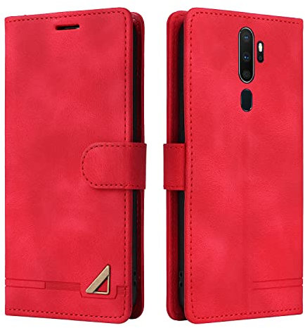 OKZone Custodia per Oppo A9 2020/A5 2020/A11X/A11, Custodia Protettiva Antiurto per Portafoglio, Porta per Carte con Patta in Pelle PU Cover per Telefono per Oppo A9 2020/A5 2020/A11X/A11 (Rosso)