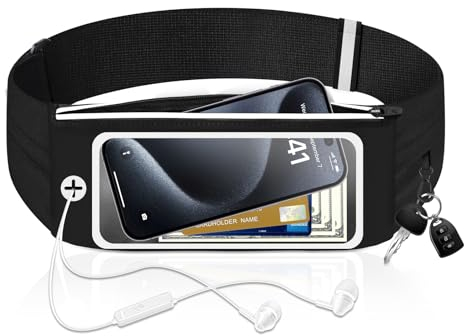 Laufgürtel für Handy -Handytasche Joggen/Lauftasche Jogging mit 3 Taschen Touchscreen,Hüfttasche, Sportgürtel, Bauchtasche,Running Belt zum Joggen für alle Smartphones bis zu 6,9