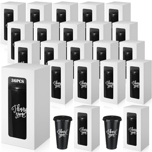 ReliThick 24 Pcs Thank You Plastic Tumblers Gift Boxes 24 oz Appreciate Reusable Plastic Coffee Cup Gift Boxes for Thanksgiving Christmas New Year Teachers' Day, Nurses' Day 16-24oz Tumblers