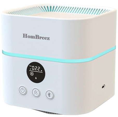 HomBreez Air Purifier, H13 True HEPA Filter, Multifunctional 3-in-1 Humidifier, Essential Oil Diffuser, 200 sq ft, WiFi Smart, White, 16 hours Runtime