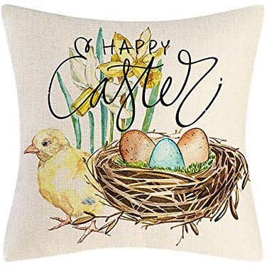 GBEN 4PCS Kissenbezug Ostern, Kissenhülle Osterdeko Frühling Zierkissenbezug Couch Dekorative Ostern, Hasen Kissenbezug Nostalgie Zierkissenbezug Ostern Hase Wohnzimmer Deko