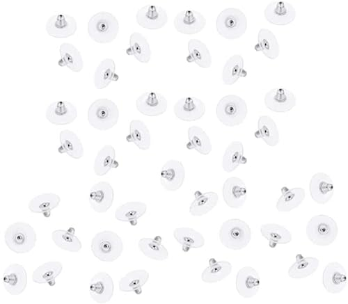 50 Stück Bullet Clutch Ohrring-Verschlüsse mit Pad, Ohrring-Verschlüsse Bullet Clutch, Ohrring-Verschlüsse, Silber, Bullet-Ohrring-Clutch, Ohrring-Set Schön und geschickt