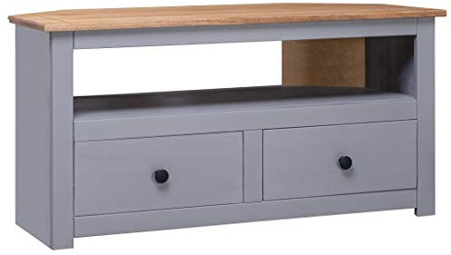 AUUIJKJF Home Outdoor OthersCorner TV-Schrank, Grau, 93 x 49 x 49 cm, massives Kiefernholz, Panama-Serie