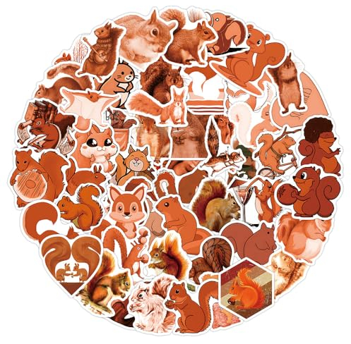 50Stück Eichhörnchen Aufkleber für Kühlschrank, Fahrrad,Gepäck,Motorrad, Auto,Laptop,Stoßstange,Skateboard,Cartoon Squirrel Wasserdicht niedliche Aufkleber,Jungen Kinder Geschenk,Tier Sticker