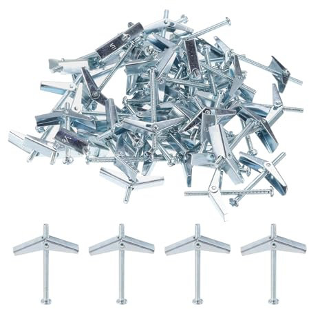 sourcing map 60 tasselli a molla a levetta, 1/8 x 2 Ancore a farfalla filettatura maschio caricato a molla cava parete cava testa rotonda Toggle Bolt