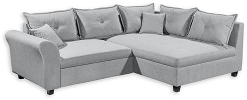 Stella Trading Liz Ecksofa mit Schlaffunktion in Grau - Modernes Schlafsofa in L-Form für Ihr Wohnzimmer - 252 x 87 x 175 cm (B/H/T)