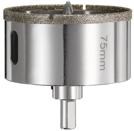 sourcing map Diamond Drill Bit Hole Saw 3(75mm) Eccentric Drilling Tool with Center Guiding Drill Bit for Glass Ceramic Marble Porcelain Tile Quartz Gemstone Aquariums