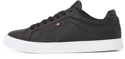 Tommy Hilfiger Court Sneaker Hombre Icon de Piel, Negro (Black), 43