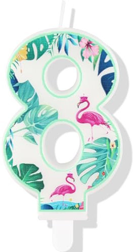 Bougies flamant rose pour 8e anniversaire, numéro 8 pour gâteau, flamant rose hawaïen, décorations de gâteau d'anniversaire sur le thème du flamant rose pour garçons et filles, enfants, fournitures de