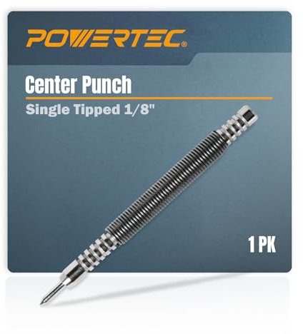 POWERTEC Hammerless Single Ended 1/8 Center Punch, Spring Loaded Nail Punch Tool, 5000 PSI Striking Force, 1PK (71938)