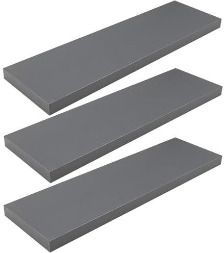 WOLTU Wandregal,Schweberegal Dunkelgrau,80x22.9x3.8cm,MDF 3er | Geeignet für verschiedene Räume wie Wohnzimmer,Büros,Schlafzimmer,Badezimmer,Kinderzimmer,Flure oder Küchen.