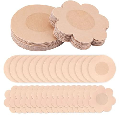 EIHI 80 Pièces Cache Teton Femme Protège-tétons Invisibles, Jetables Cache Tétons Nipple Cover Breast Petals Stickers,Respirants Couvre Seins Mamelons