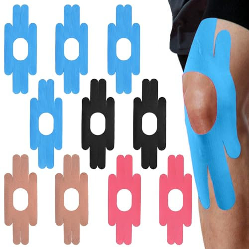 Zonoori 10 Stück Kinesiotapes Knie Tape Vorgeschnitten für Sport, Wasserfestes und Elastisches Physio Tape