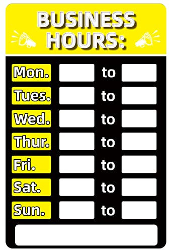 JUCHRZEY Letrero de Horario Comercial Adhesivo Adhesivo de Horario Comercial Letrero de Horario de Operación Reescribible Pegatinas Abiertas y Cerradas para Cualquier Tienda Bancaria Comerci