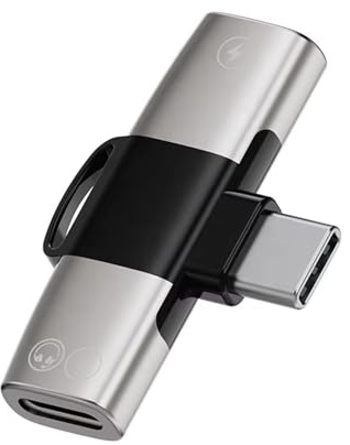 2 in 1 USB C Adapter Auf Doppelstecker Kopfhörer Splitter, USB C Doppelstecker Kopfhörer Adapter und Laden, USB C Kopfhörer Adapter, USB C Audio Dongle Data Adapter, Doppel USB C Splitter Adapter