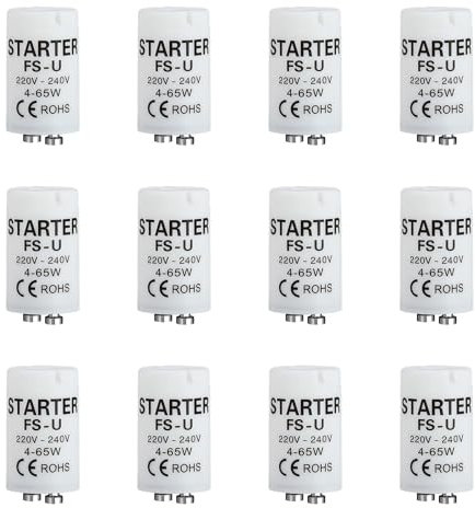 Dewfigs ㅤ 12 Starter Leuchtstoffröhre, Universalstarter für Leuchtstoffröhren ST111, 4-65W, 220-240V, Langlebiger und zuverlässiger Starter für Leuchtstofflampen, Geeignet für Haushalt und Gewerbe