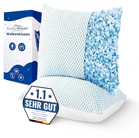 MKS kopfkissen 70x50 2er Set – Ergonomisches Wolkenkissen für Entspannung – Weiches Kissen für Rücken, Seiten & Bauchschläfer – Memory Foam Kissen mit kühlendem Gel für besseren Schlaf - Schlafkissen