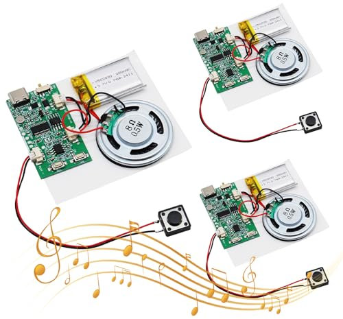 Módulo de Sonido MP3 3PCS AYWHP Módulo de grabación de Sonido programable con Altavoz para Saludos Personalizados,Tarjeta