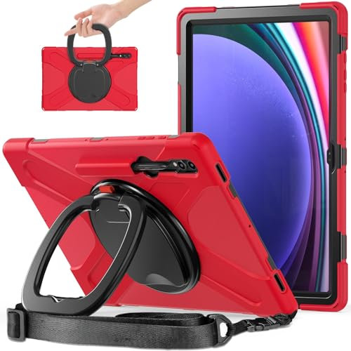 Custodie per tablet Case Compatible with Samsung Galaxy Tab S8 Ultra 14.6 inch (SM-X900/X906),Heavy Duty TPU Shockproof Kids Case,360 Degree Rotating Multi-Function Grip Bracket+Shoulder Strap Rugged