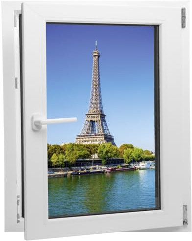 DesFoli Wandtattoo Eiffelturm Paris - verschiedene Rahmentypen DW000150 Farbe Fensterrahmen Hochformat, Größe 60 cm x 78 cm