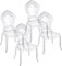 Baroni Home Set aus 4 transparenten Polycarbonat-Stühlen, Elegantes stapelbares und wasserdichtes Design für Wohnzimmer, Esszimmer, Schlafzimmer, 48X46X98, Smerli