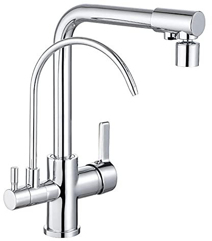 HZWMQDLF 4 in 1 Küchenarmatur Osmose Messing Trinkwasser Heißes und Kaltes Wasser Rotation Küchenspüle Armaturen Chrom