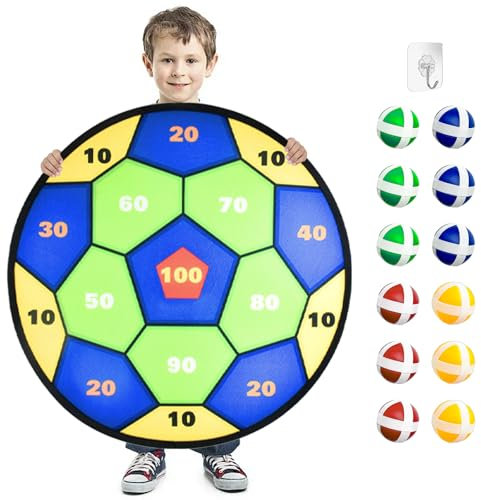 Fußball einseitig Dartscheibe,Dartscheibe Kinder,Dartscheibe mit Bällen,Dartscheibe Spielzeug Faltbares, Partyspiele Draußen Dart Wurfspiel