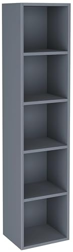 Blisswood Wooden Bookcase, 5 tier Bookshelf Storage Shelves, Cube Storage unit, Narrow shelving unit for Home, living room display shelves, bedroom and office furniture (Grey)