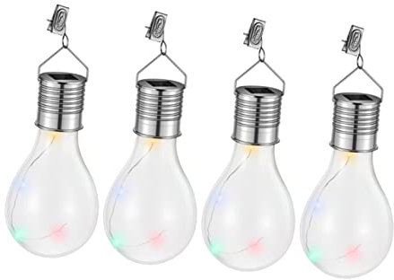 MAGICLULU 4pezzi Solare Led in Vetro Filo Rame Lampada Sospensione Alimentata Solare Clip Per Ombrellone o Da Sole Adatta Per Giardino e Spazi Aperti
