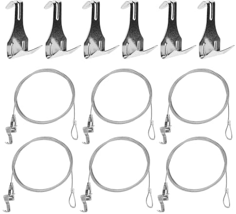 SPORWAY Picture Hanging Wire Kit: 6Pcs 2m × Φ2mm Stainless Steel Picture Rail Hanging System for Picture Hanging, Heavy Duty Picture Hanging Kit, for Wall Art Installation