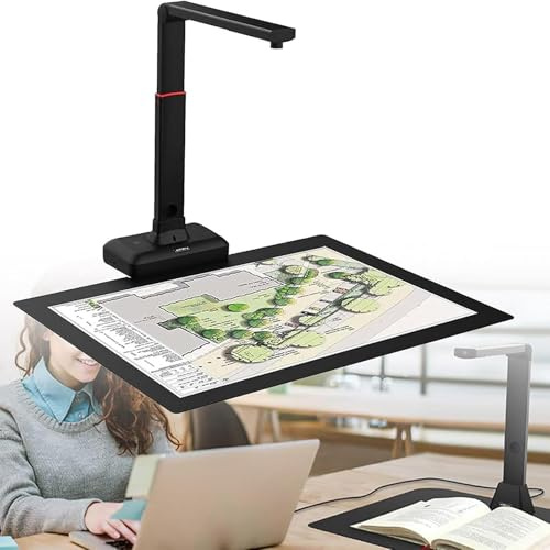A2-Großformat-Buchscanner, Höhenverstellbarer Kamerascanner Mit Integrierter LED-Beleuchtung, Maximaler Scanbereich: 420 X 297 Mm, 90° Klappbar, Für Manuskripte Und Karten