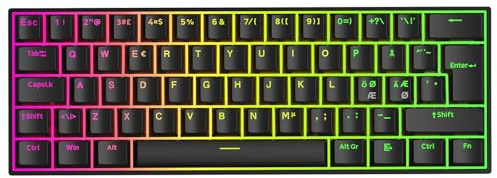 MCHOSE Ace60 Pro Nordic-ISO HE Tastatur, 0,01 mm RT-Genauigkeit, Rapid Trigger Magnetic Keyboard RGB 60% Gaming-Tastatur, Einstellbare Betätigung, Snap Tap, Schwarz