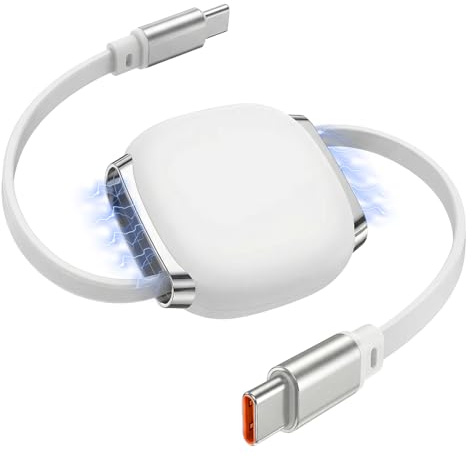 Cavo USB C Retrattile 240W, Mini Cavo di Ricarica Rapida Type C to Type C con Design a Scatto, Cavo USB Type-C Portatile per iPhone 15, MacBook, iPad Pro, Samsung Galaxy S24/S23, Facile da Riporre
