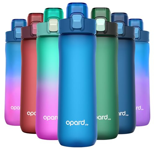 Opard Zip Trinkflasche 600ml, BPA frei Trinkflasche Kinder, Tritan Sportflasche, Water Bottle Spülmaschinenfest, Auslaufsicher Wasserflasche Für Sport, Schule, Kinder, Fitness, Gym, Fahrrad, Outdoor