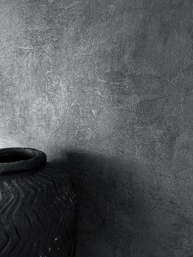 Newroom Vliestapete Anthrazit Betonoptik Industrial Loft Tapete Wohnzimmer | verwitterter Beton hell-dunkel Verläufe changierend, deutliches Relief Spachtelspuren, Betontapete, Wandtapete, Flur Büro