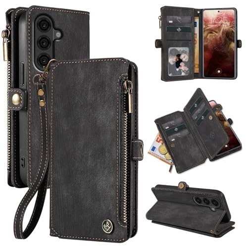 LBH Handy Hülle für Samsung Galaxy S26 Klapphülle RFID Schutz Wallet Geldbeutel Geldbörse Cover Case Flipcase Kartenfächer Geldfach Münzfach Schwarz