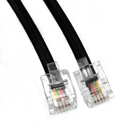 JZK 2M schwarzes Hochgeschwindigkeits-Breitbandkabel (RJ11), Telefonverlängerungskabel, Internet-DSL-Kabel, ADSL-Kabel, für Router, Festnetztelefon, Faxgerät, Modem