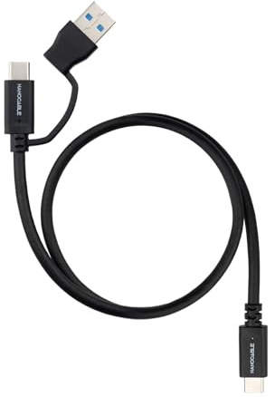 NANOCABLE 10.01.4803 Kabel USB-C 3.2 Gen2 10 Gbit/s 60 W, 4 K 60 Hz, USB-C + USB-A-Stecker auf USB-C-Stecker, Schwarz, 3 m