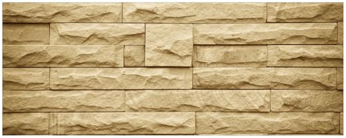 Wallario Küchenrückwand selbstklebend 115 x 50 cm, Motiv: Steinwand gelb | Spritzschutz abwischbar & pflegeleicht