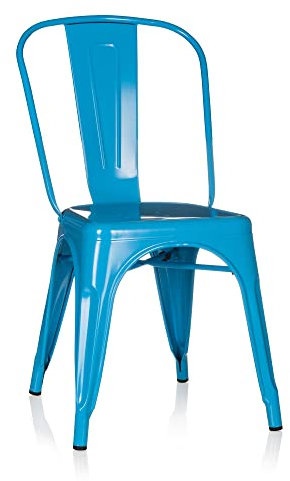 hjh OFFICE 645024 Bistrostuhl VANTAGGIO Comfort Metall Hellblau im Industry-Design, stapelbar