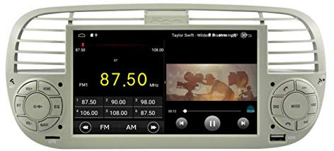 Sunshine Fly 6.2 Inch Android 8.0 Quad Core 1024 * 600 Capacitive Touch Screen 2 DIN Car DVD GPS Radio Stereo For FIAT 500 GPS Audio DVD Player Bluetooth Hotspot WiFi 3G Analog TV SWC White