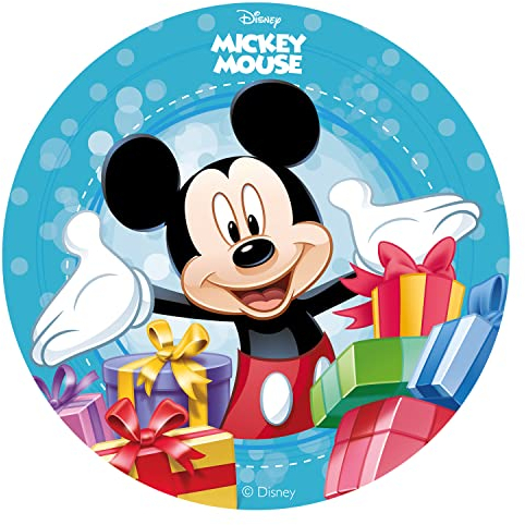 Mickey Mouse redondo 20 cm 20.3 cm comestible sin azúcar decoración para tartas Producto con licencia Dekora.