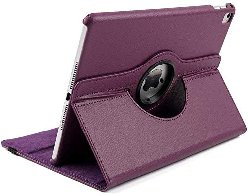 Jennyfly Funda protectora para iPad Air 2 de 9,7 pulgadas, rotación de 360 grados, piel sintética, color morado